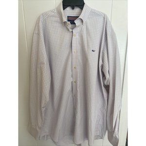 Vineyard Vines~ Button Down Shirt~ Pink And Blue Plaid Long Sleeve~ Mens Large